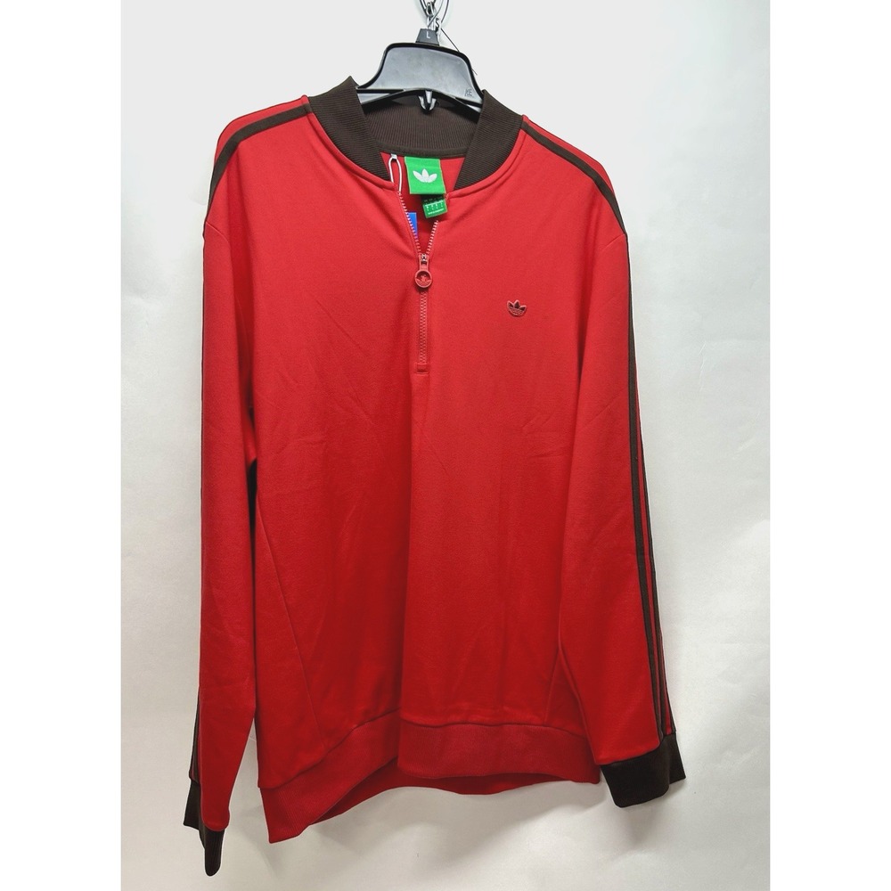 Adidas Golf Originals 3-Stripes Trefoil Red 1/4 Zip Track Jacket Men's Large (D1